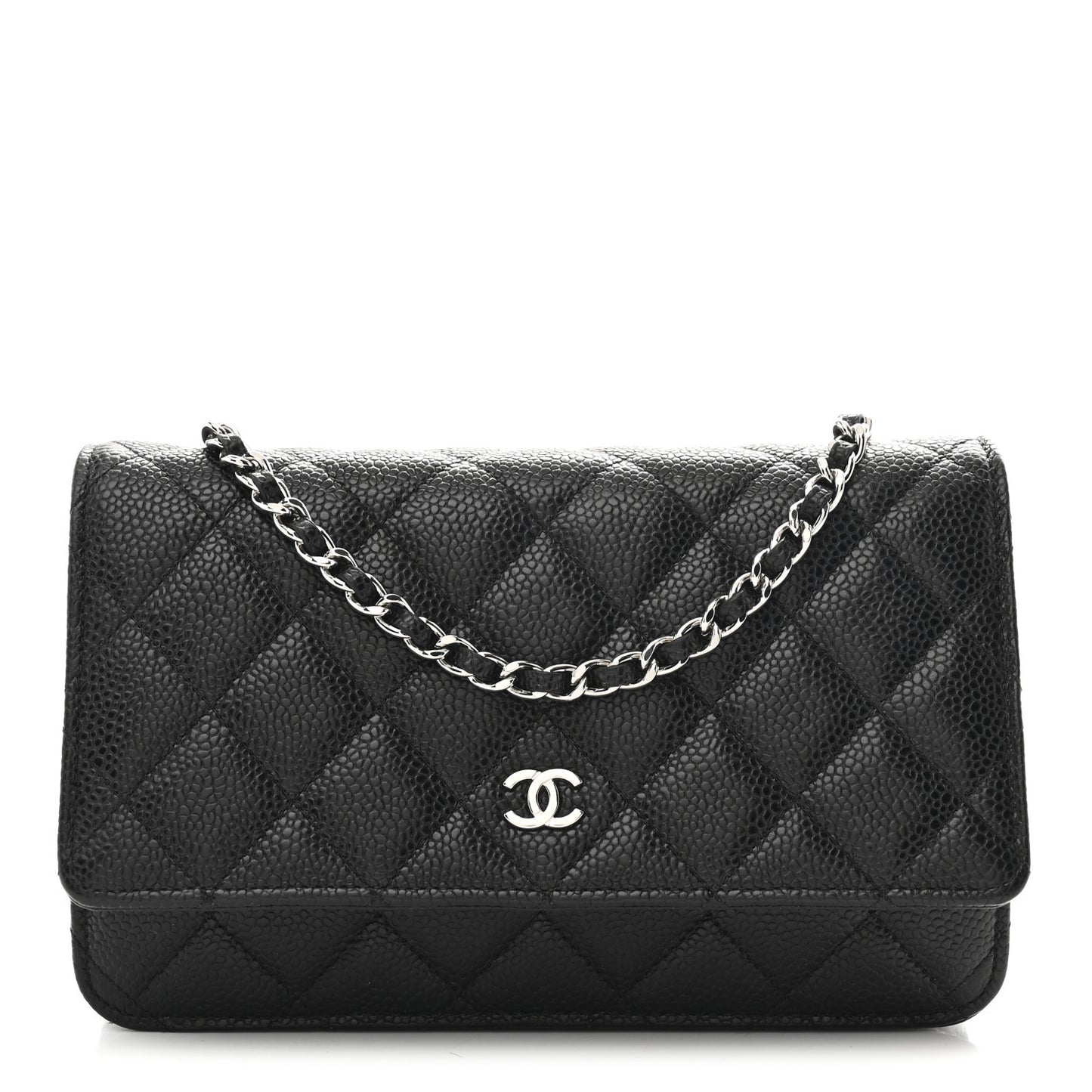 Caviar Quilted Wallet on Chain WOC Black
