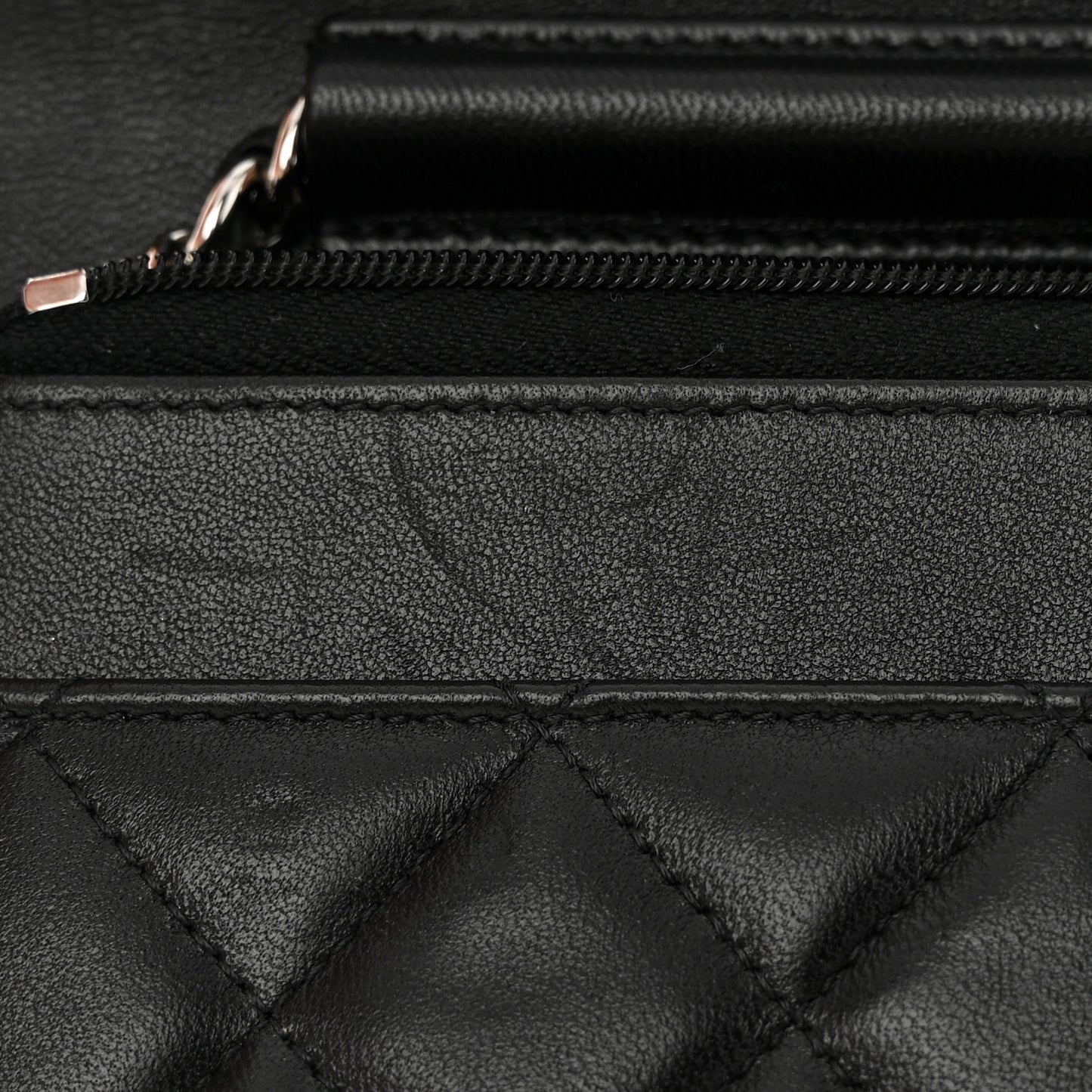 Lambskin Quilted Wallet On Chain WOC Black