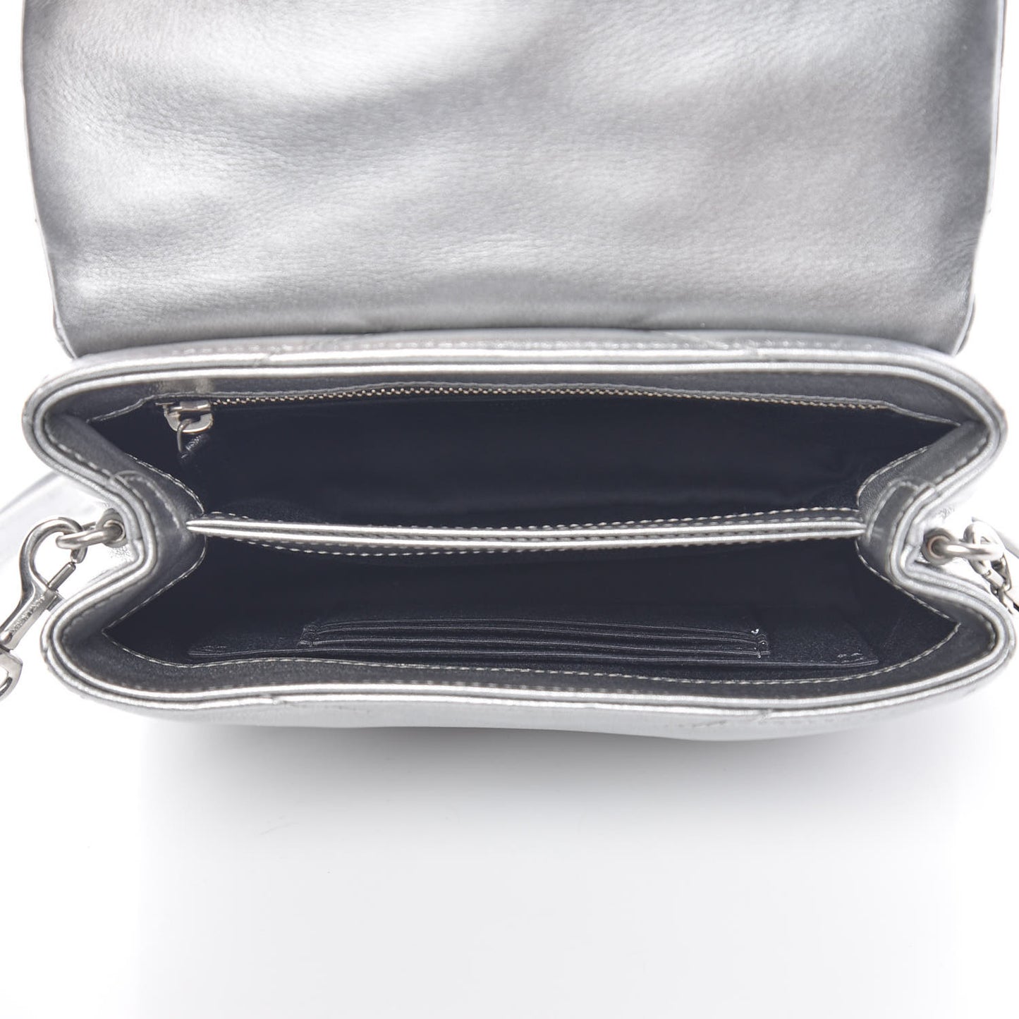 Metallic Calfskin Y Quilted Monogram Toy Loulou Crossbody Bag Argento