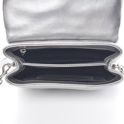 Saint Laurent Metallic Calfskin Y Quilted Monogram Toy Loulou Crossbody Bag Argento 5 of 8