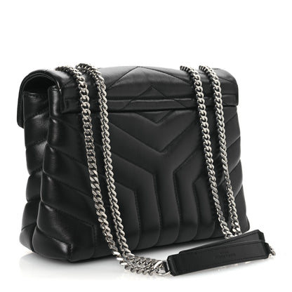Saint Laurent Calfskin Y Quilted Monogram Small Loulou Chain Satchel Black 3 of 10