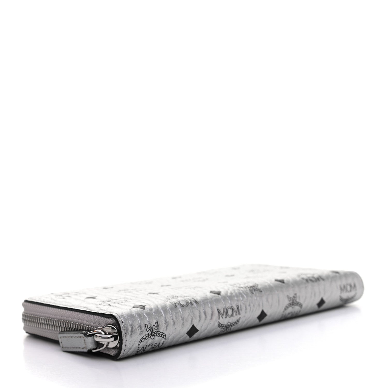 MCM Metallic Visetos Large Zip Around Wallet Silver 4 of 7