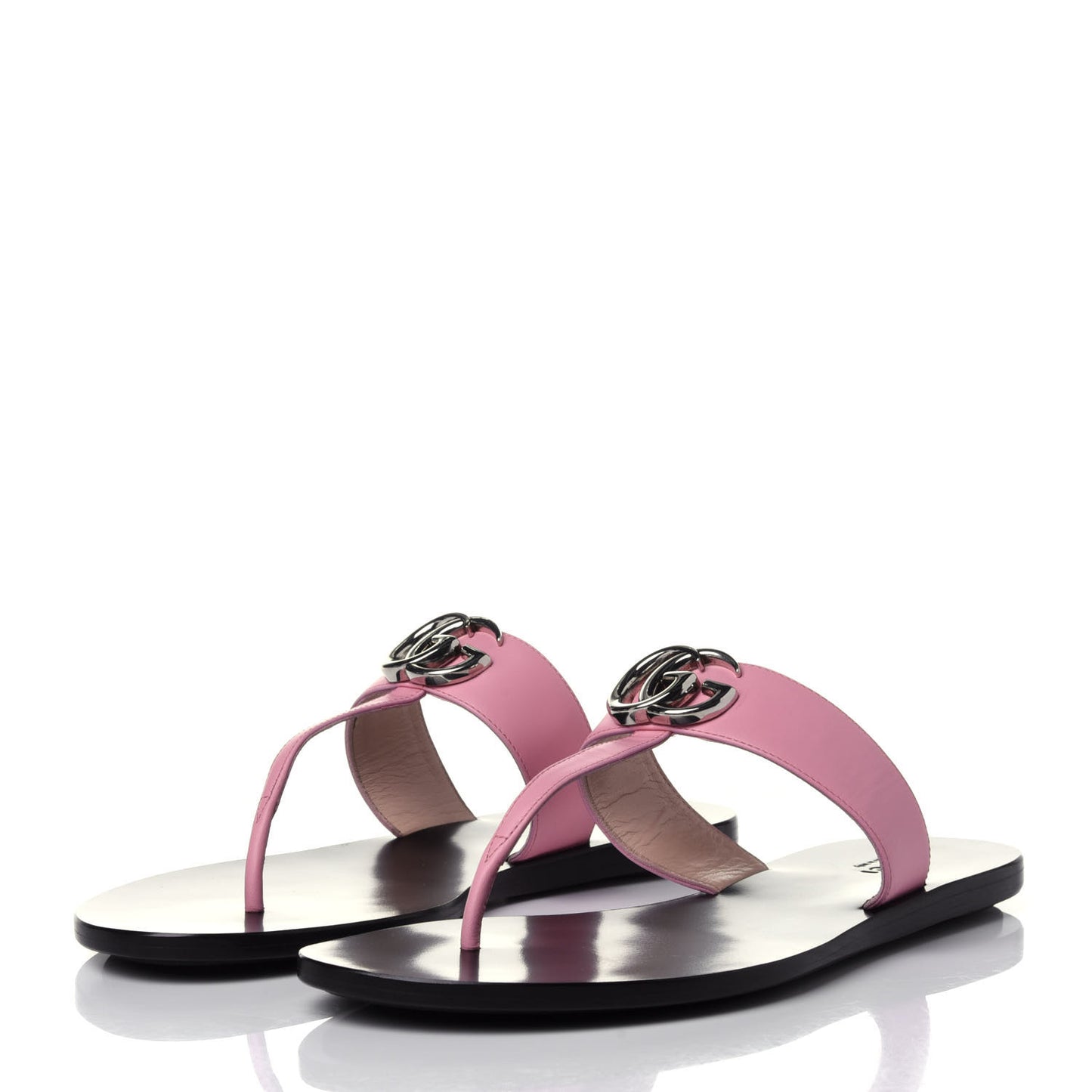 Calfskin GG Marmont Thong Sandals 38.5 Wild Rose