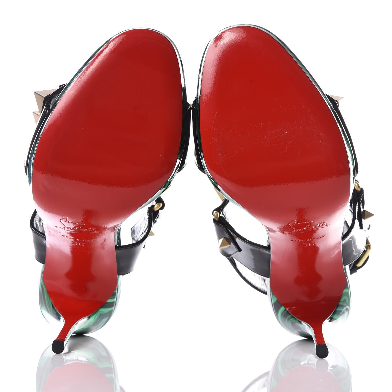 Christian Louboutin Patent Malachite Miziggoo Spiked 120 Sandals 36 Vert 5 of 7
