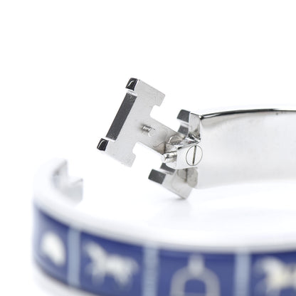 Hermes Enamel Printed Narrow Couvertures et Tenues de Jour Clic Clac H Bracelet PM Laiton Plaque 5 of 6