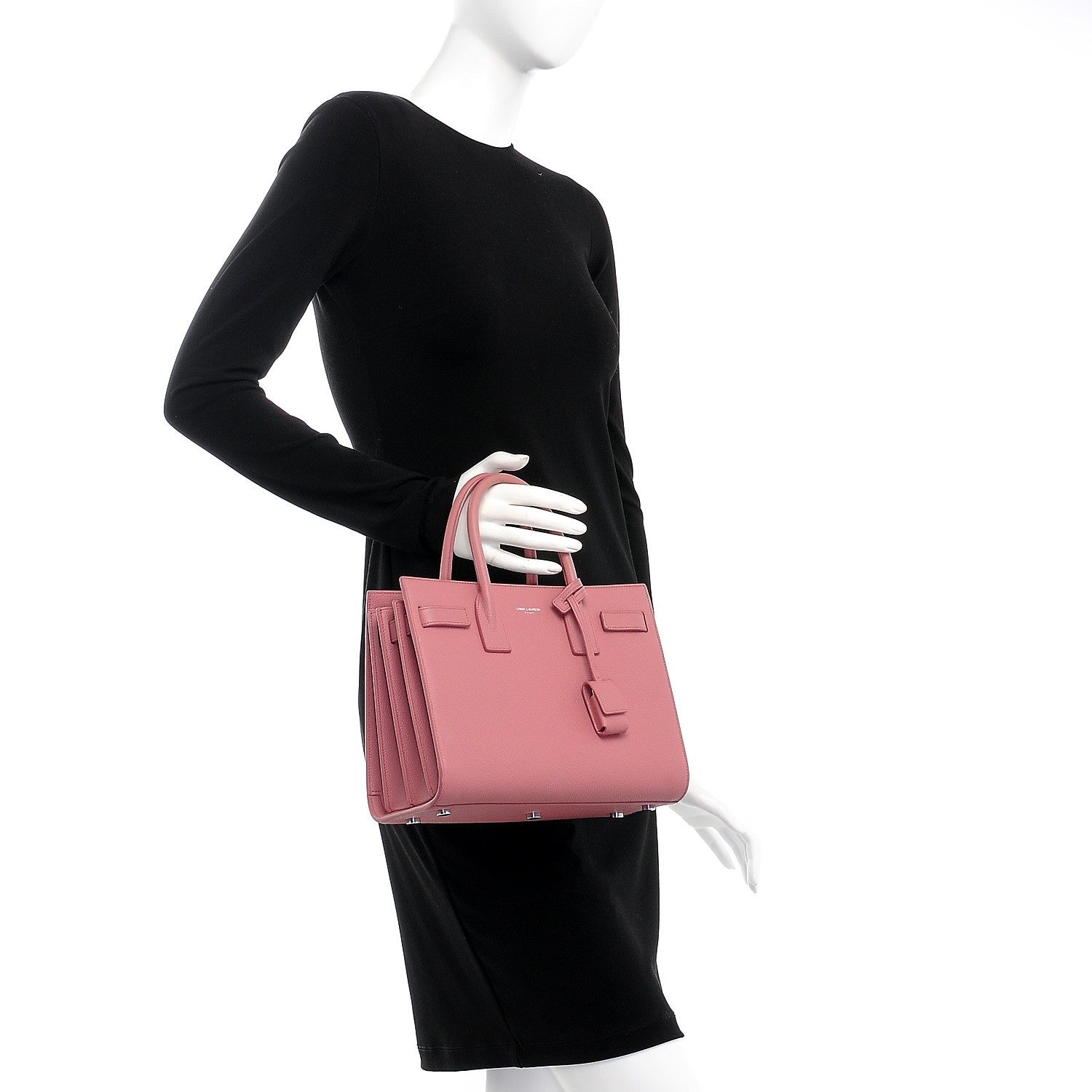 Saint Laurent Grained Calfskin Baby Sac De Jour Dark Rose 3 of 12