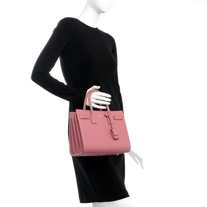 Saint Laurent Grained Calfskin Baby Sac De Jour Dark Rose 3 of 12
