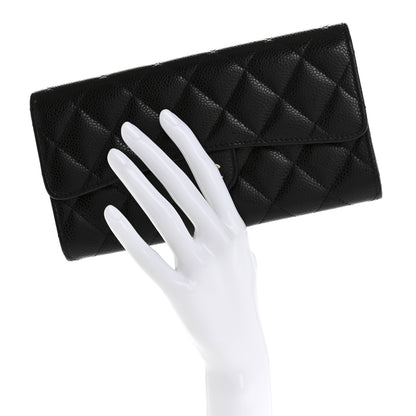 Chanel Caviar Quilted Large Gusset Flap Wallet Black 2 of 8