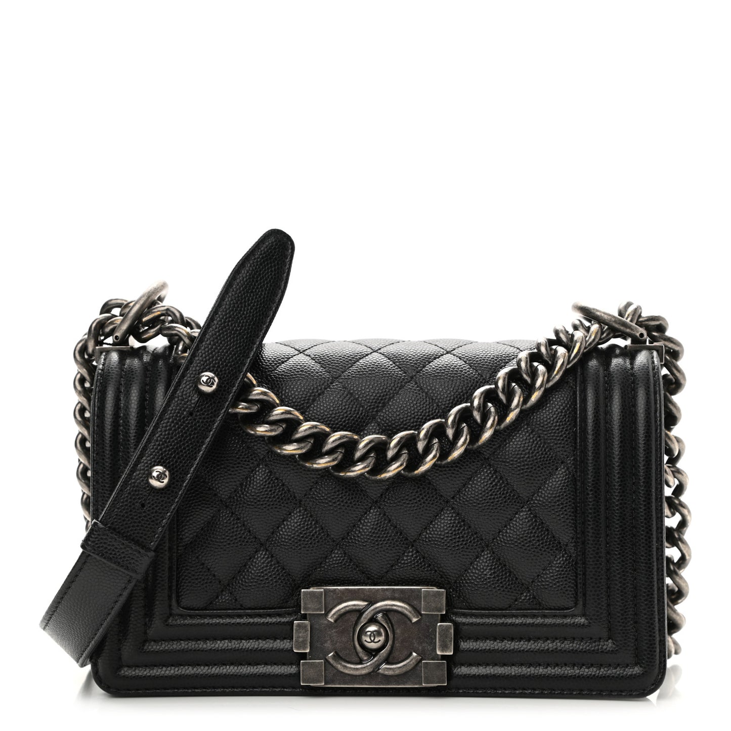 Caviar Quilted Small Boy Flap Black