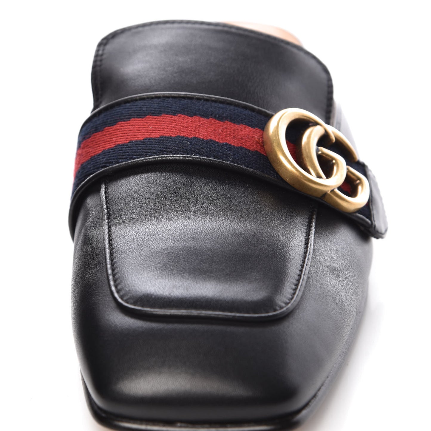 Calfskin Web Womens Peyton GG Slippers 40 Black