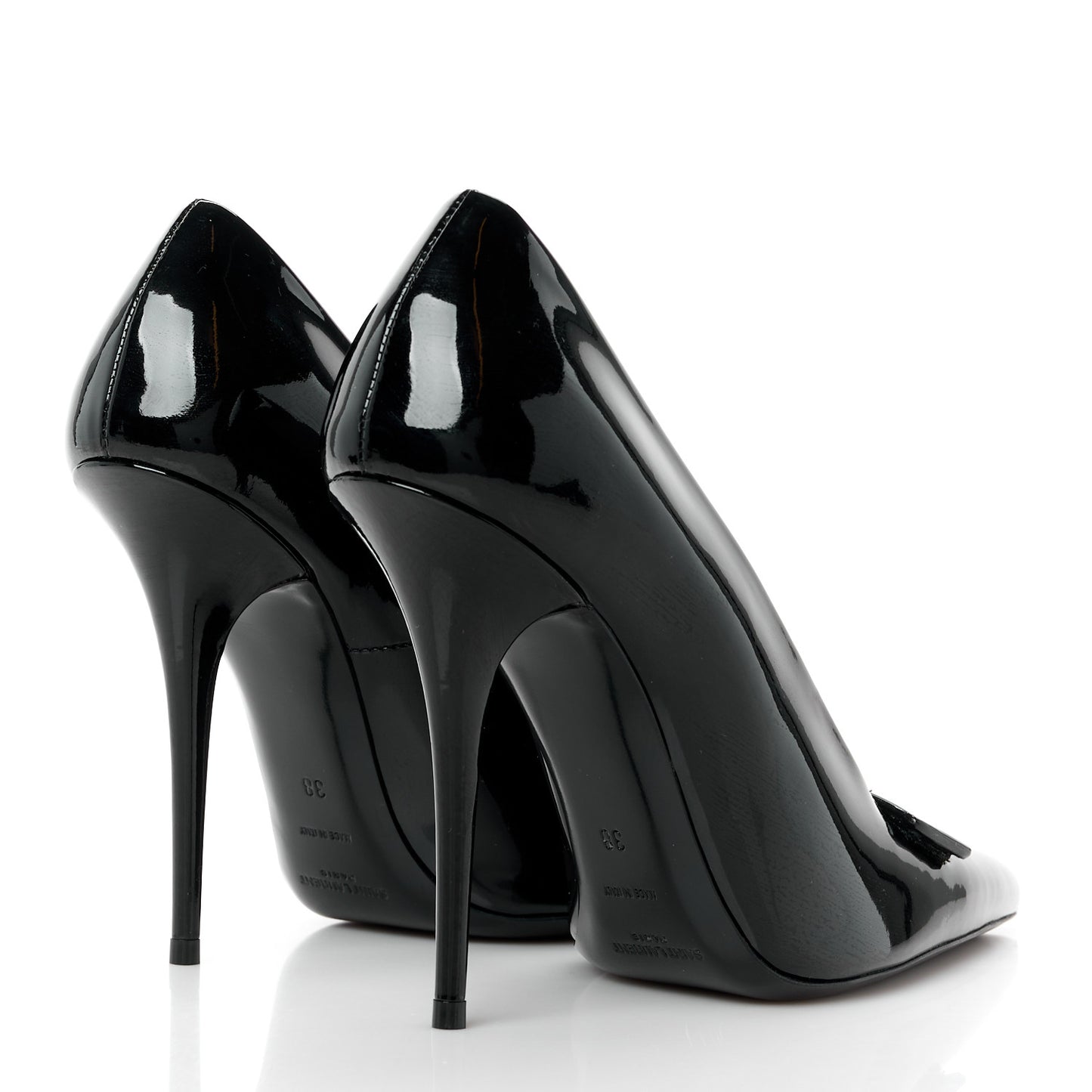 Patent Calfskin Kayla 110 Pumps 38 Black