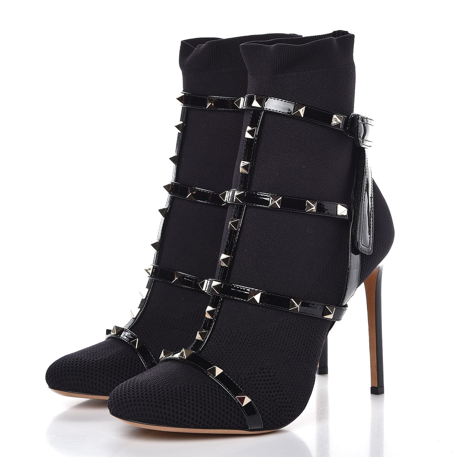Valentino Garavani Knit Patent Rockstud Bodytech 105mm Ankle Boots 41 Black 2 of 9