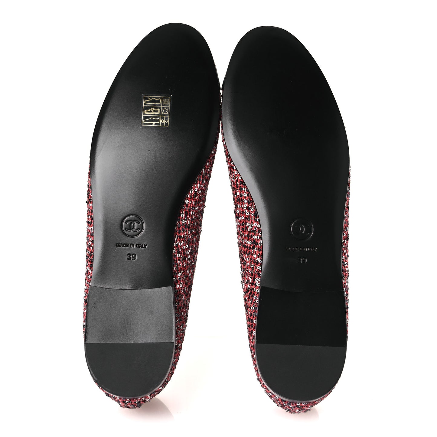Glittered Tweed Sequin Grosgrain Cap Toe Ballet Flats 39 Pink White Silver Black