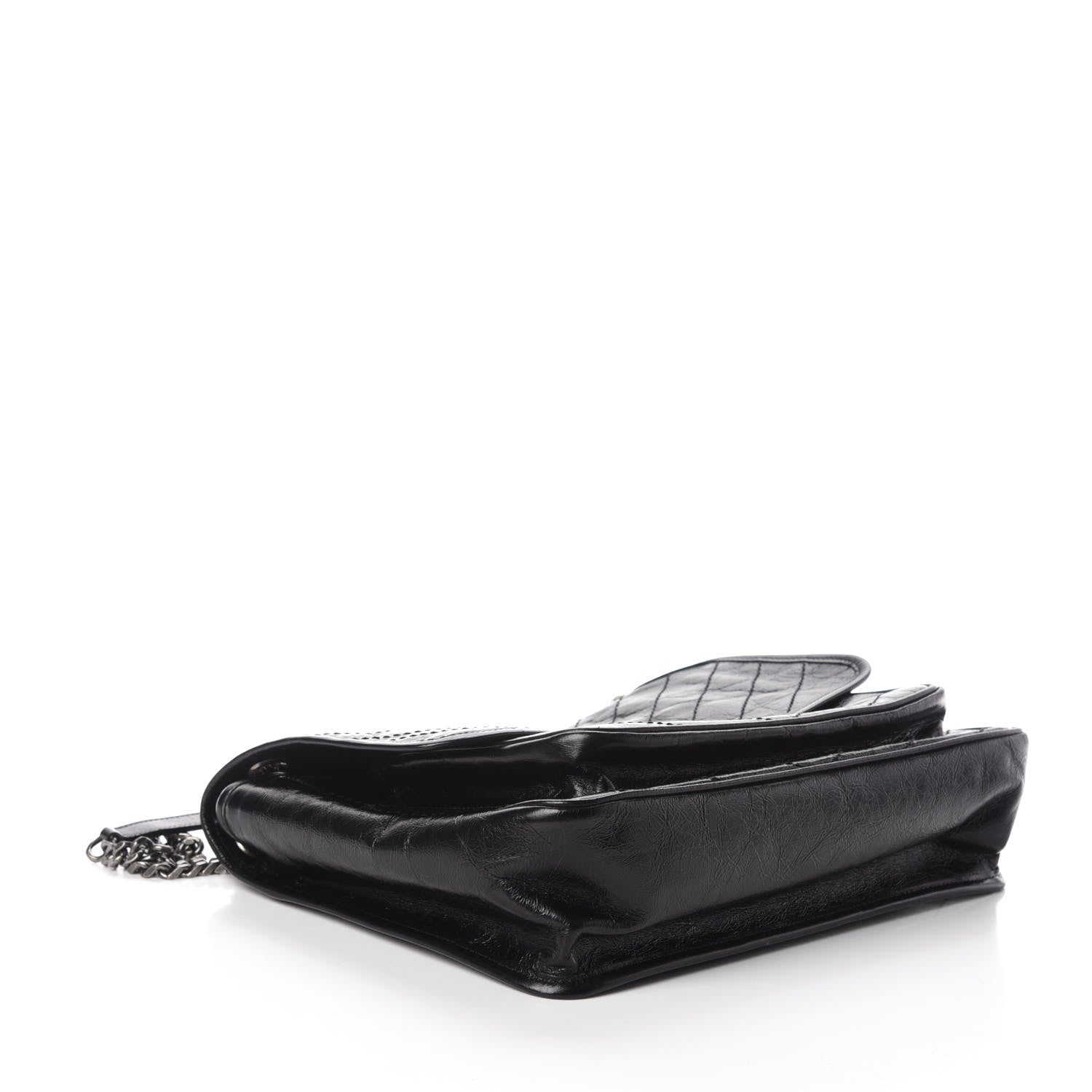 Saint Laurent Crinkled Calfskin Matelasse Monogram Large Niki Chain Satchel Black 4 of 9