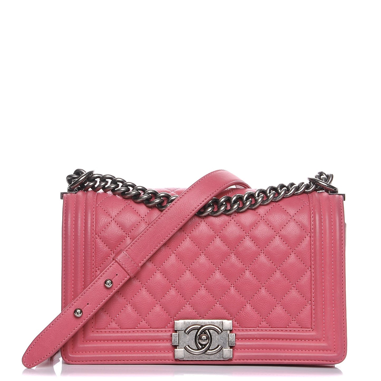 Calfskin Quilted Medium Boy Flap Pink