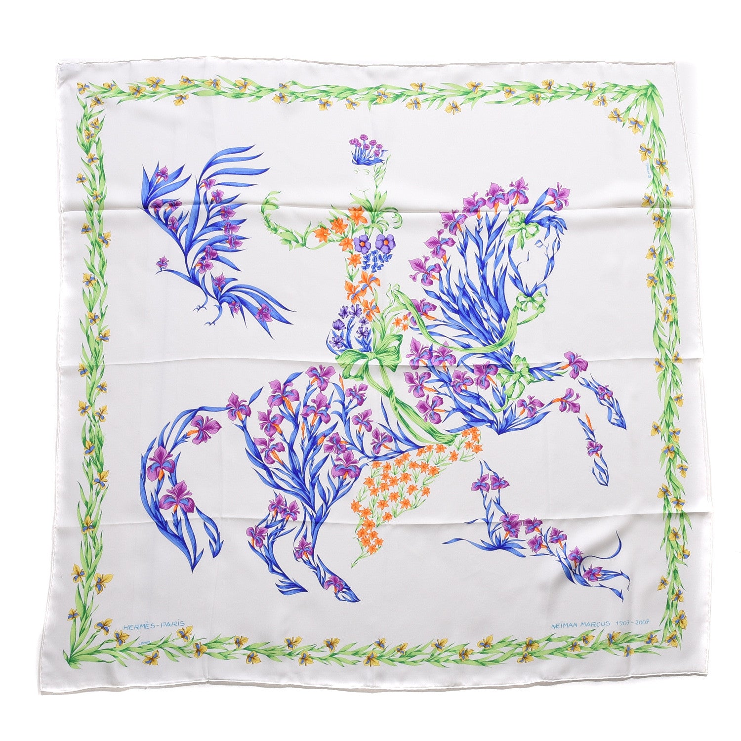 Hermes Silk Cheval Fleuri Scarf 90 1 of 5