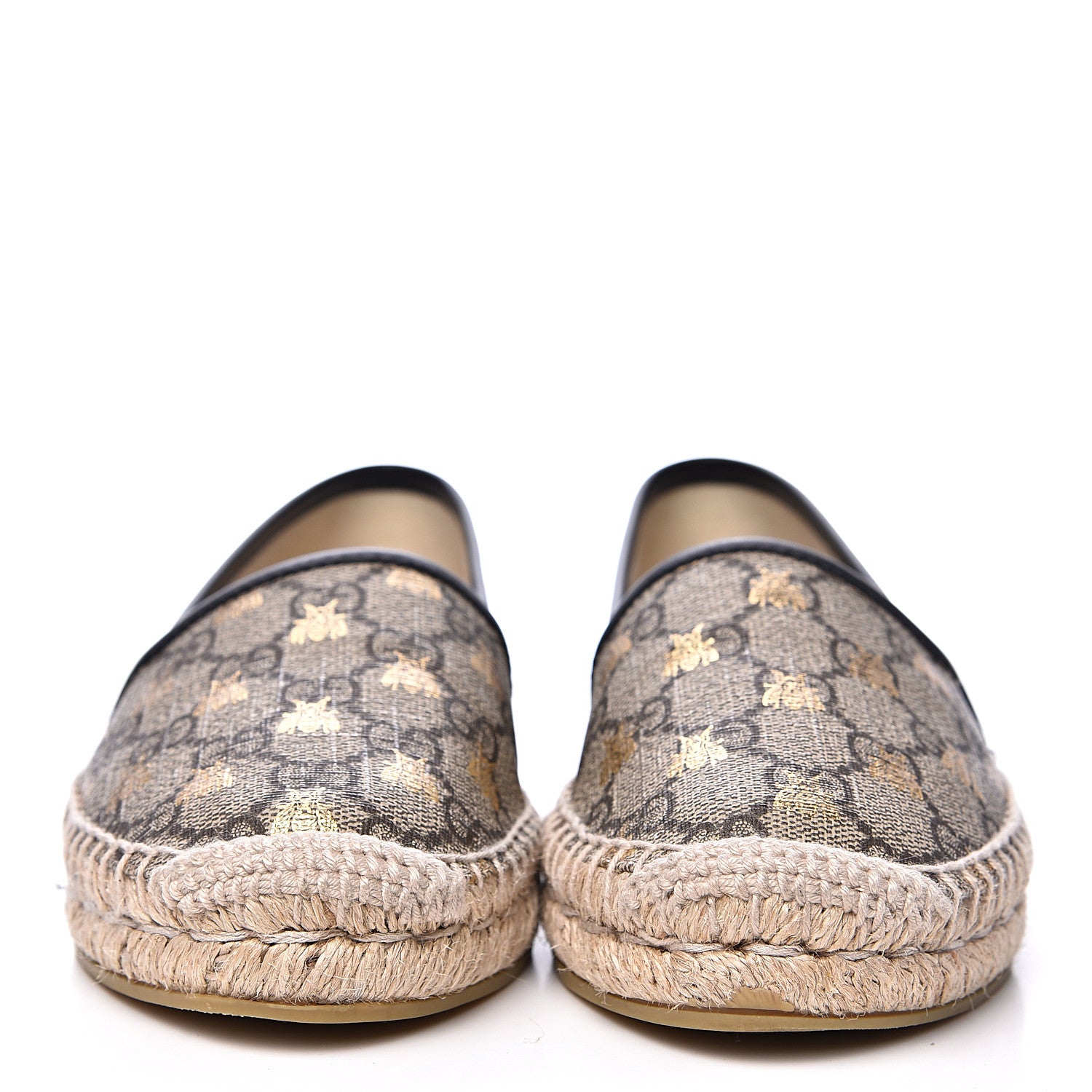 Gucci GG Supreme Monogram Bees Espadrille Flats 35.5 Beige Ebony Oro Black 2 of 10