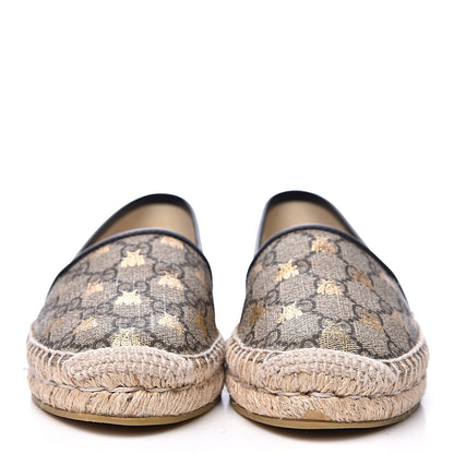 Gucci GG Supreme Monogram Bees Espadrille Flats 35.5 Beige Ebony Oro Black 2 of 10