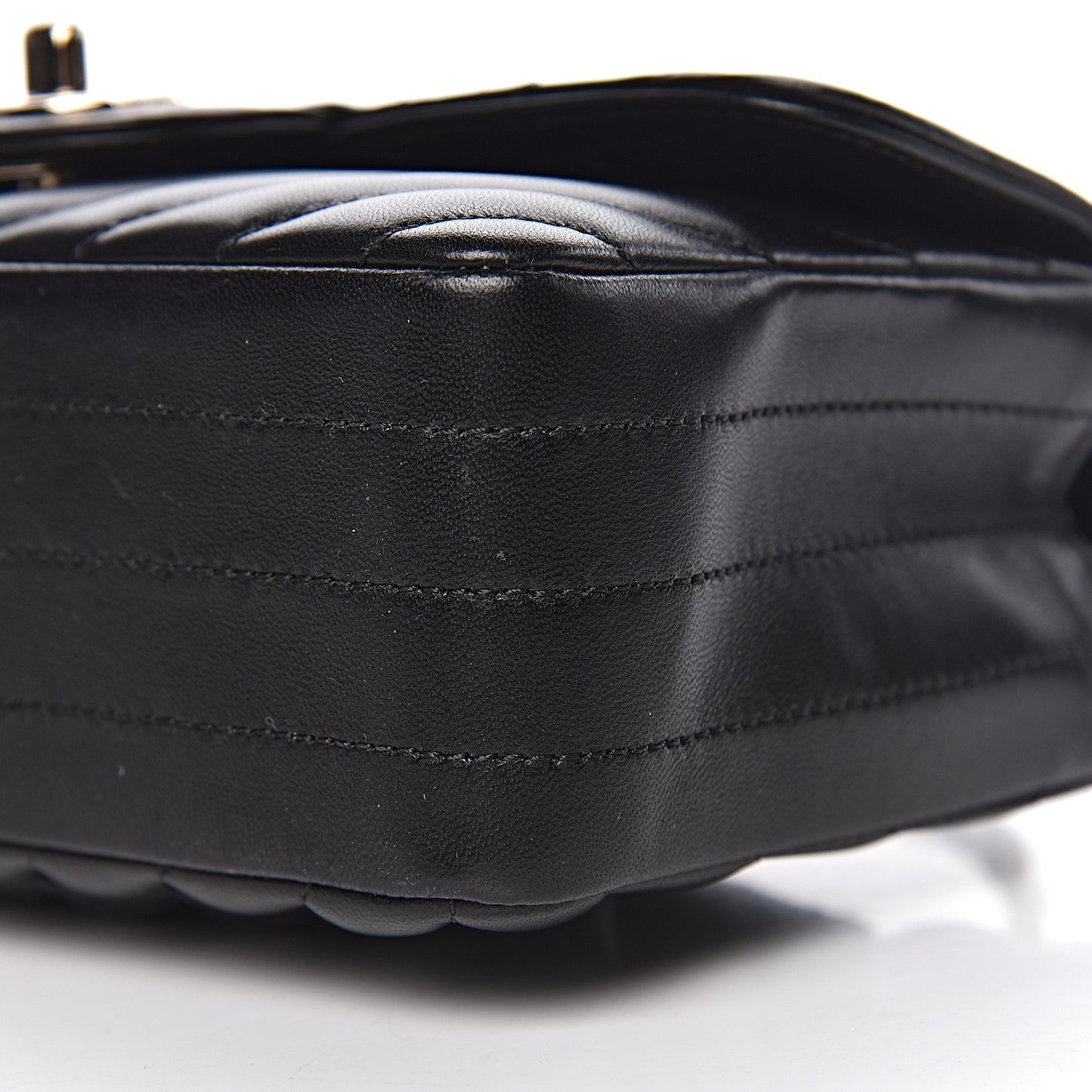 Lambskin Chevron Quilted Mini Rectangular Flap Black