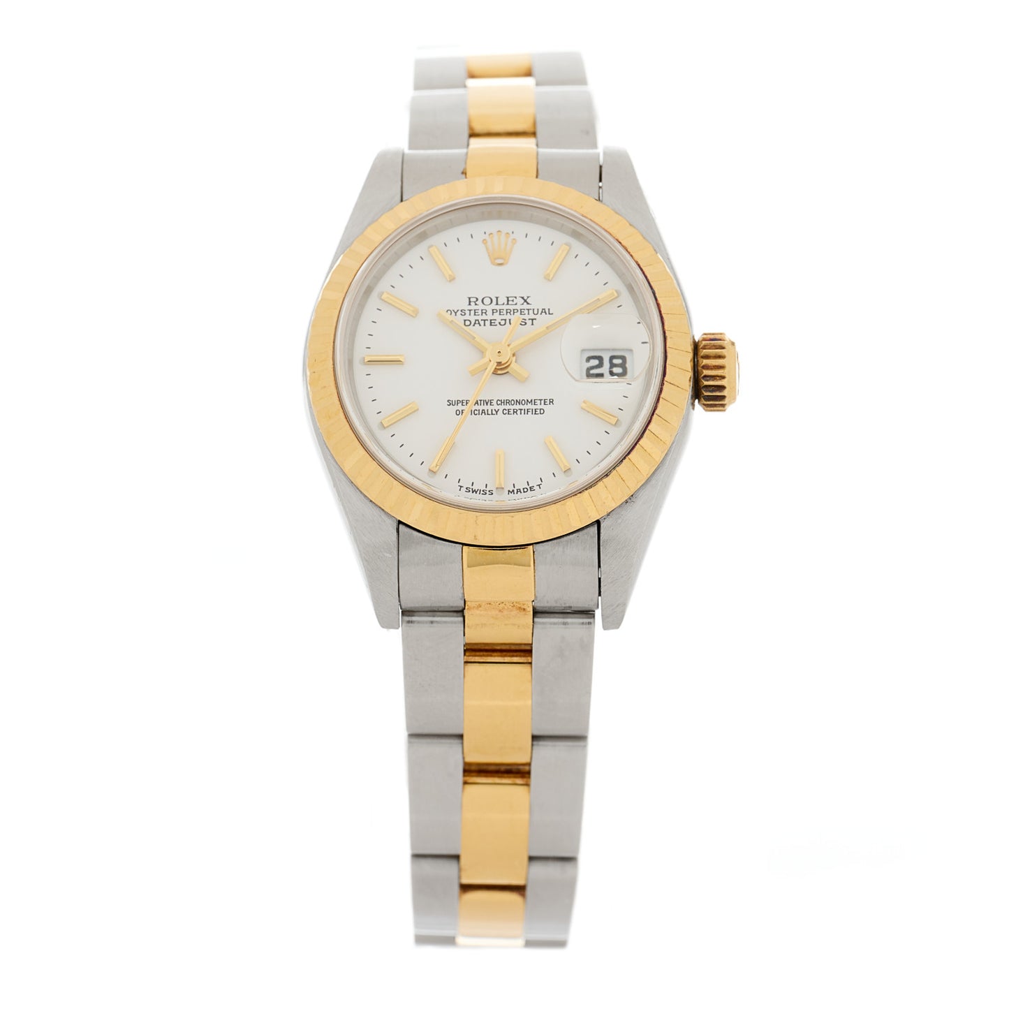 Stainless Steel 18K Yellow Gold 26mm Oyster Perpetual Datejust Watch White 69173