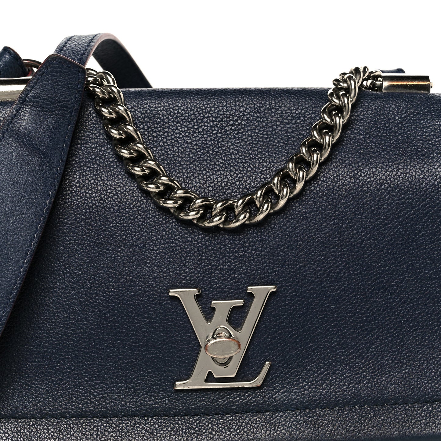 Calfskin Lockme II Chain Bag BB Marine Rouge