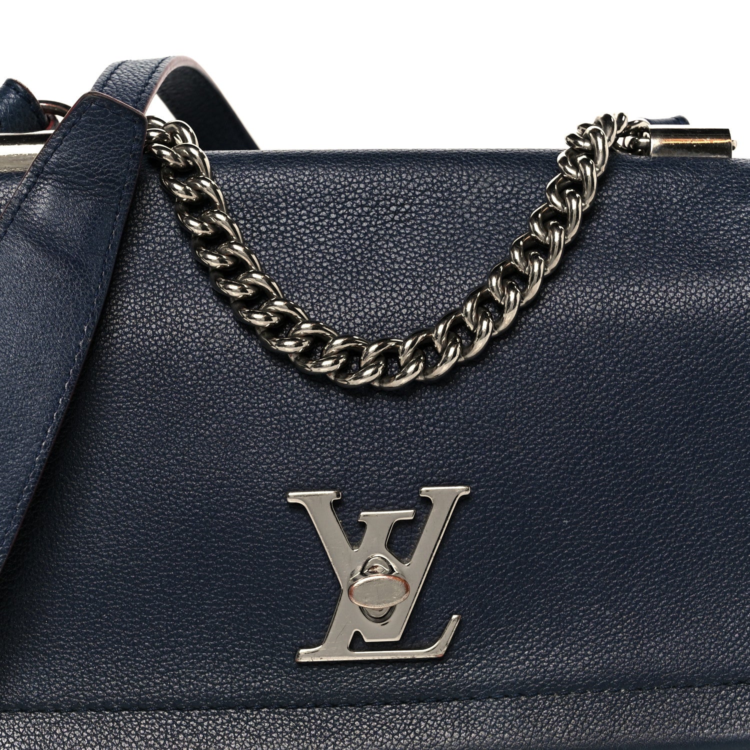 Louis Vuitton Calfskin Lockme II Chain Bag BB Marine Rouge 8 of 10