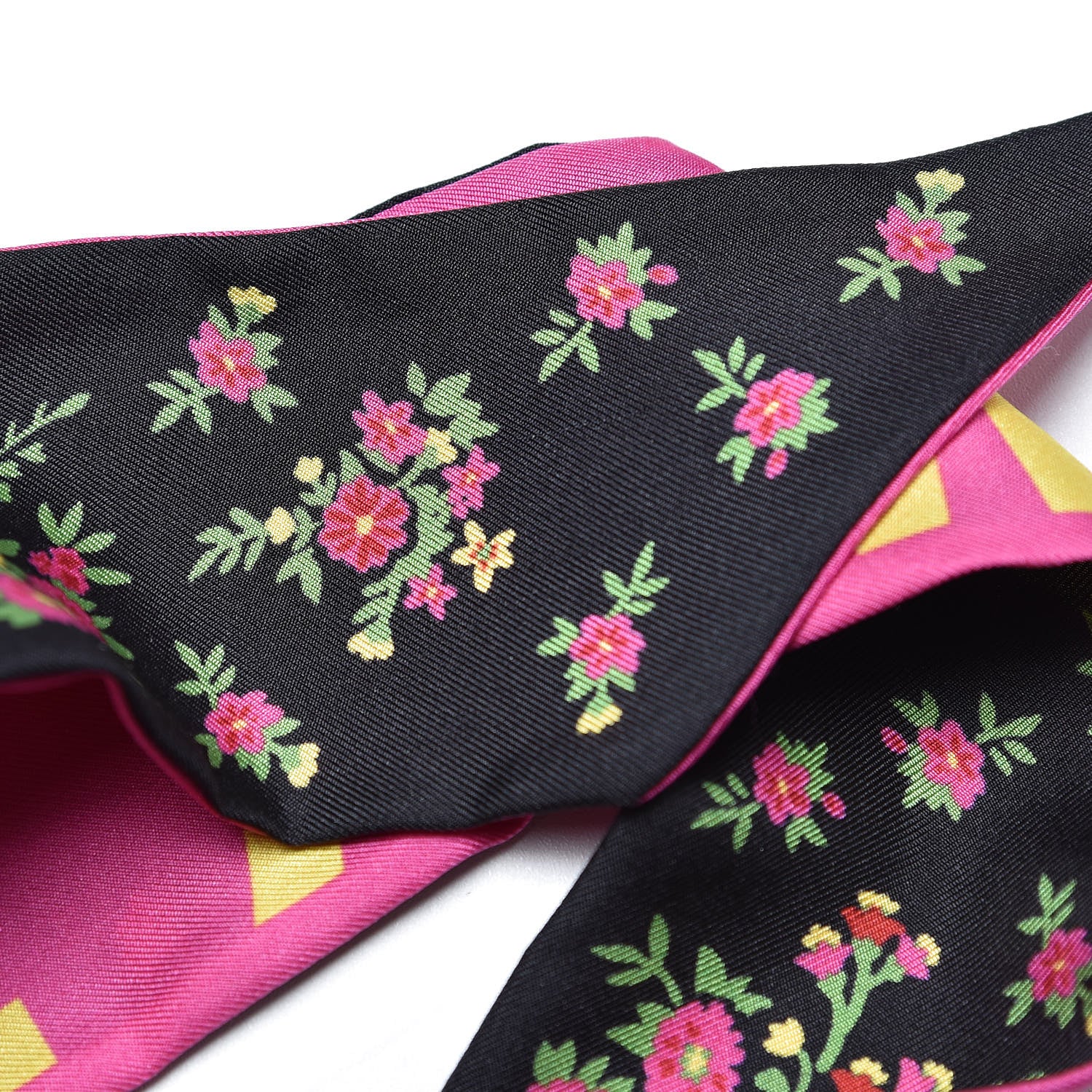 Gucci Silk Twill Sine Amore Neck Bow Scarf Fuxia Black 4 of 4