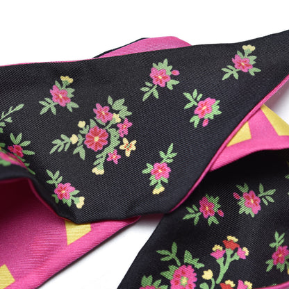 Gucci Silk Twill Sine Amore Neck Bow Scarf Fuxia Black 4 of 4