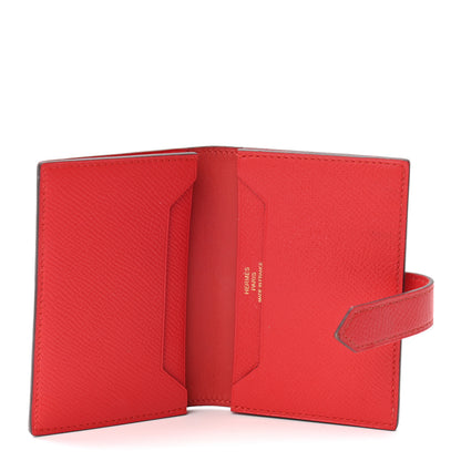 Hermes Epsom Bearn Card Holder Wallet Rouge Tomate 5 of 7