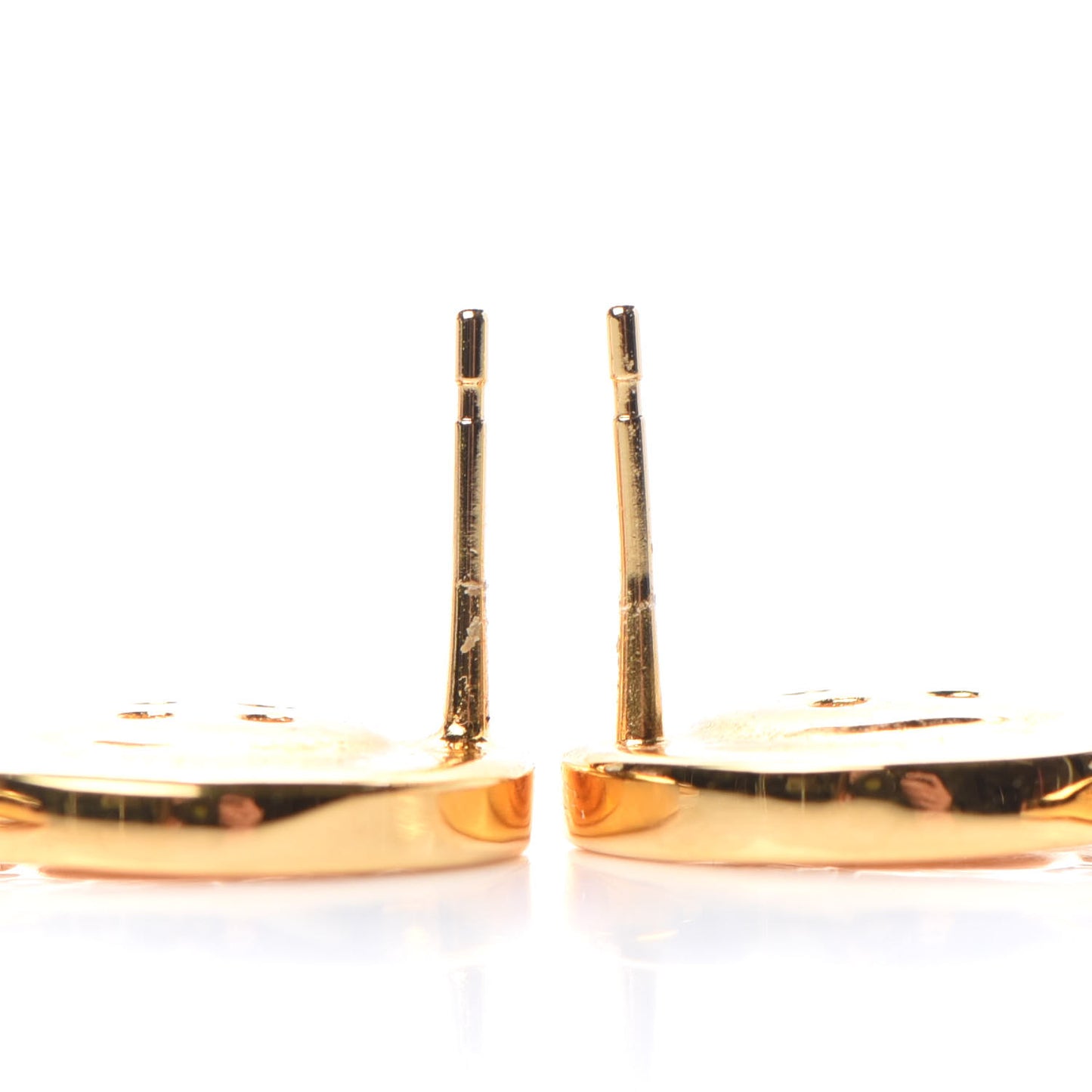 Metal Large Paris Button Earrings Gold