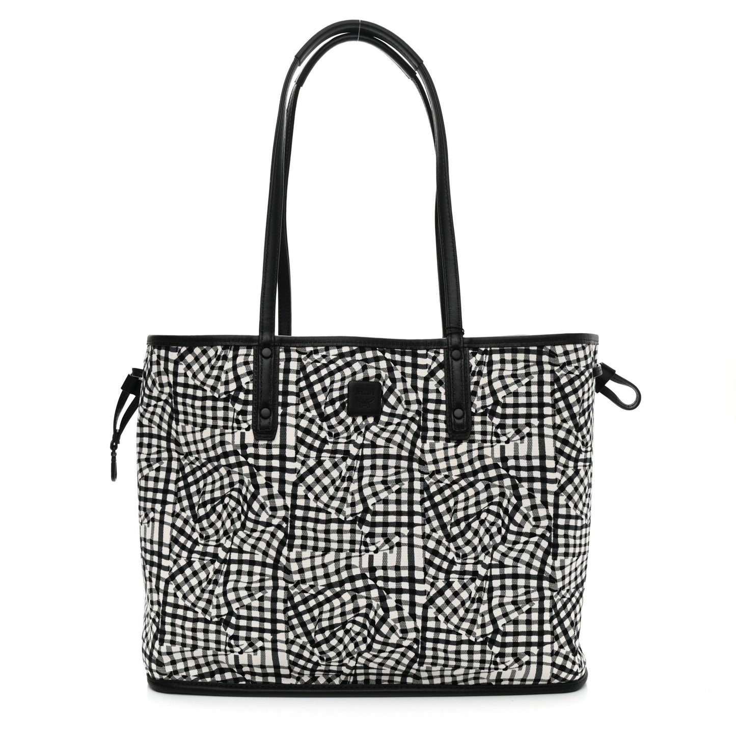 Visetos Calfskin Motif Rombi Lion Printed Reversible Shopper Tote White