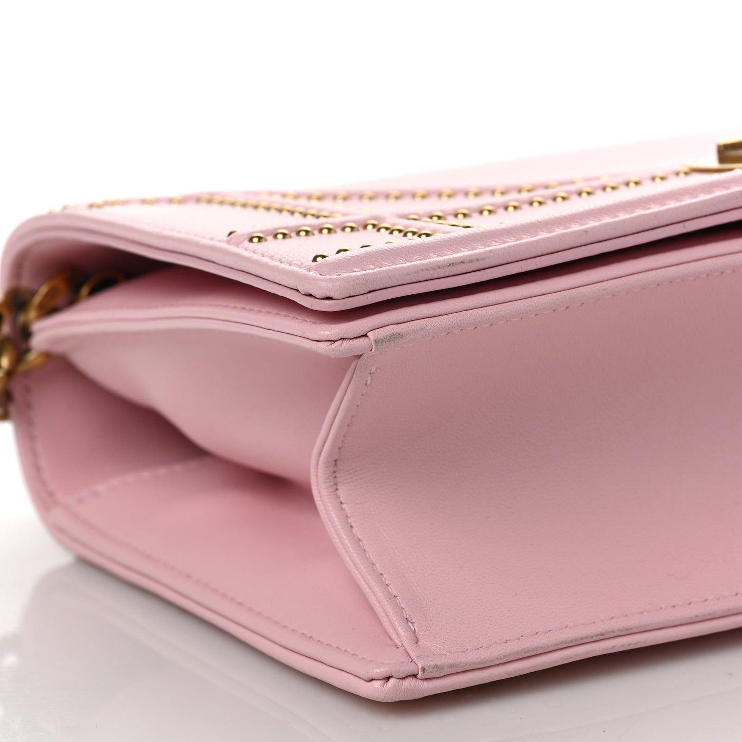 Lambskin Studded Small Diorama Flap Bag Baby Pink