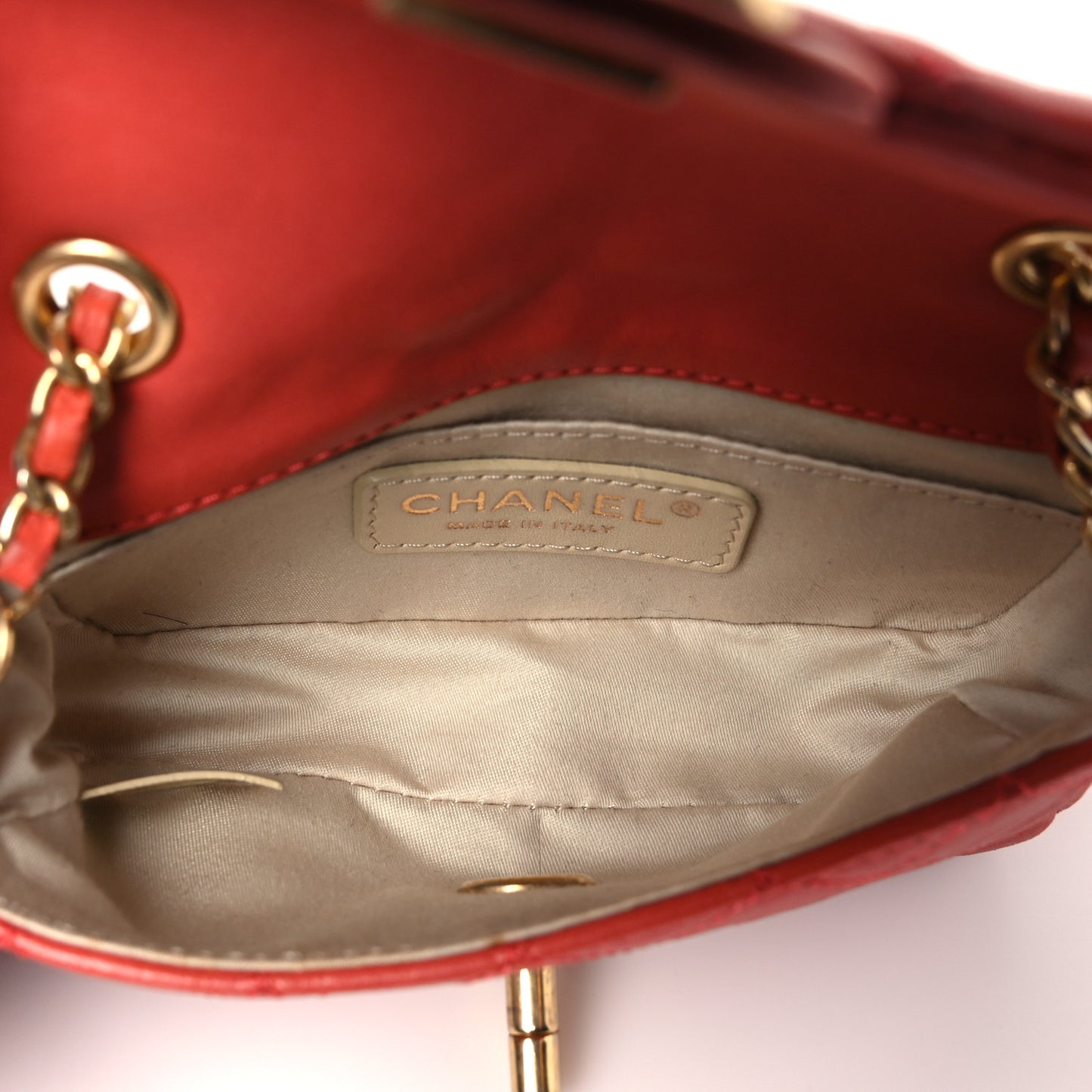Lambskin Quilted Extra Mini Cruise Charm Flap Coral
