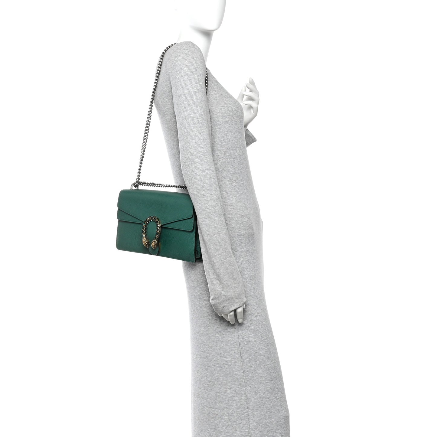 Pebbled Calfskin Small Dionysus Shoulder Bag Emerald