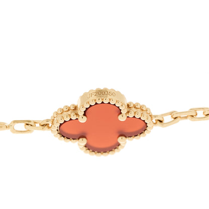 Van Cleef & Arpels 18K Yellow Gold Carnelian 5 Motifs Vintage Alhambra Bracelet 4 of 4