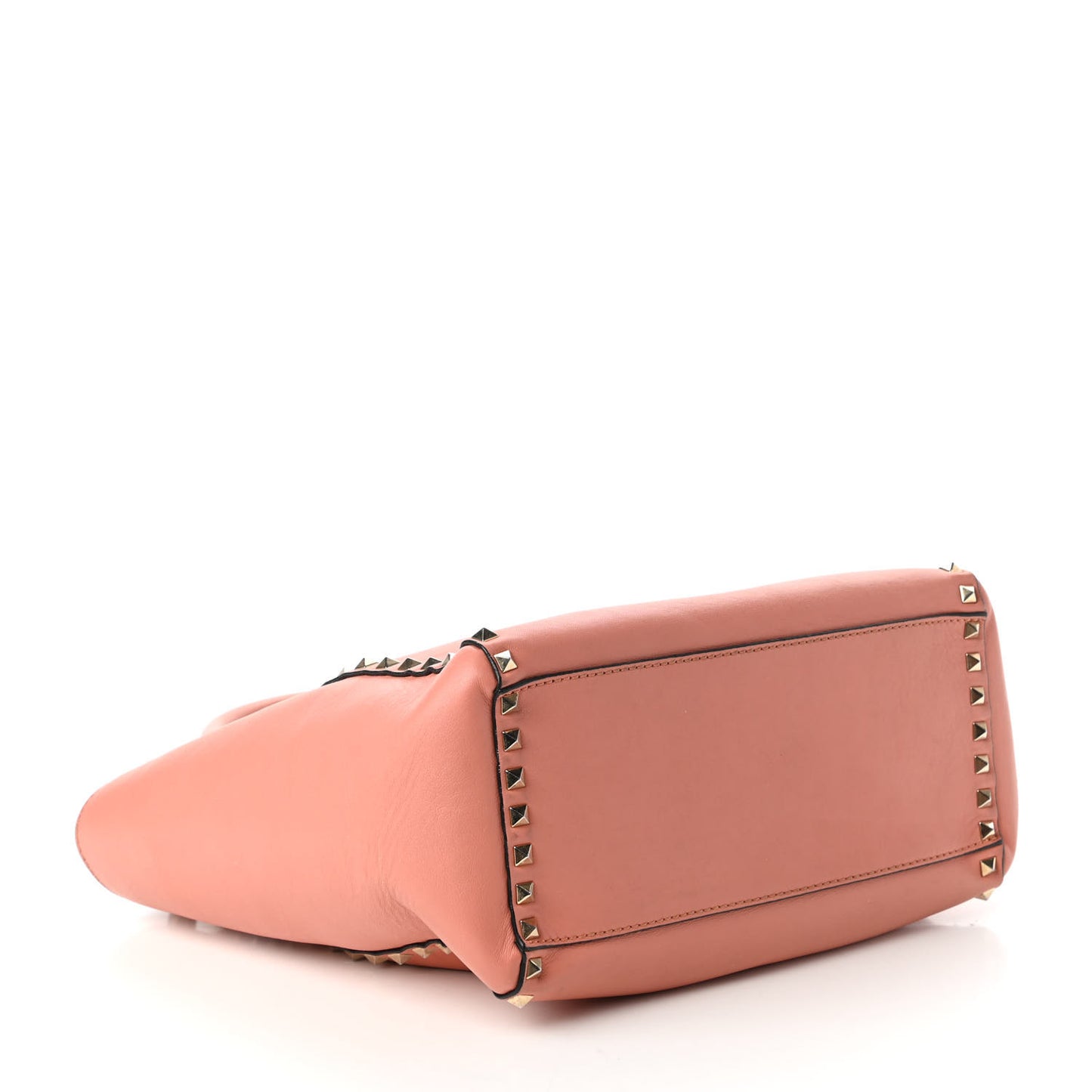 Vitello Rockstud Double Handle Tote Coral