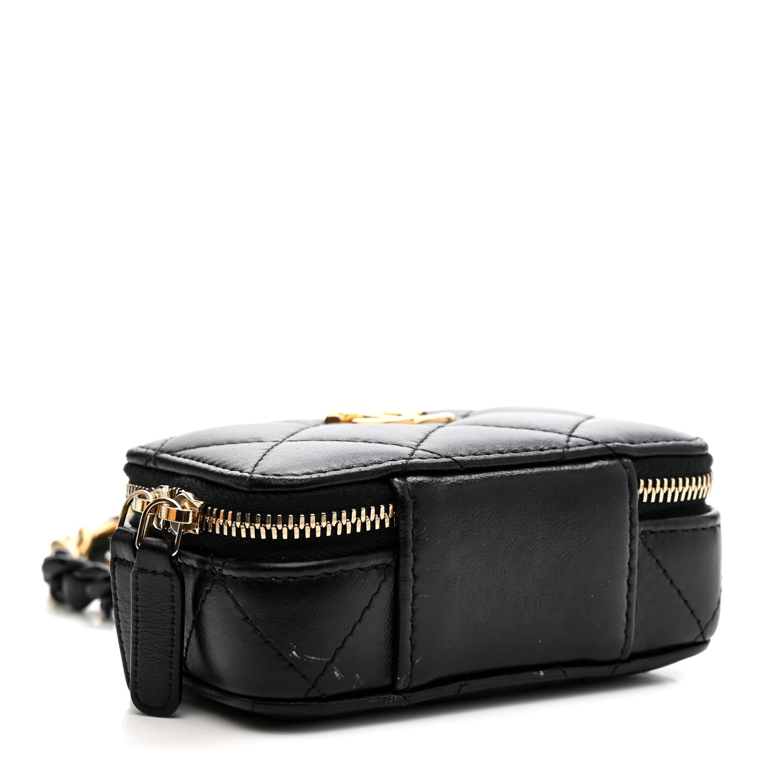 Chanel Lambskin Quilted Mini Lacquered Chain Clutch Black 4 of 10