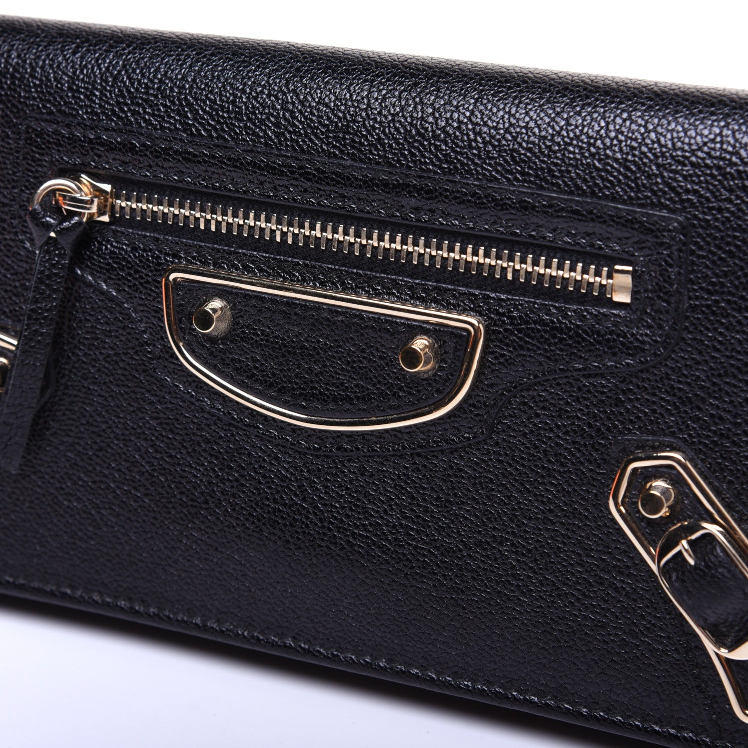 Balenciaga Chevre Gold Metallic Edge Hardware Money Wallet Black 9 of 10