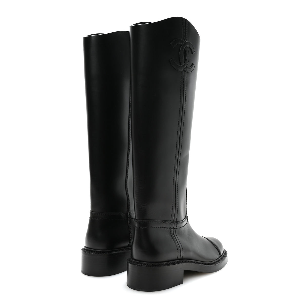 Calfskin Cap Toe CC Riding Boots 39.5 Black