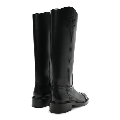 Chanel Calfskin Cap Toe CC Riding Boots 39.5 Black 4 of 8