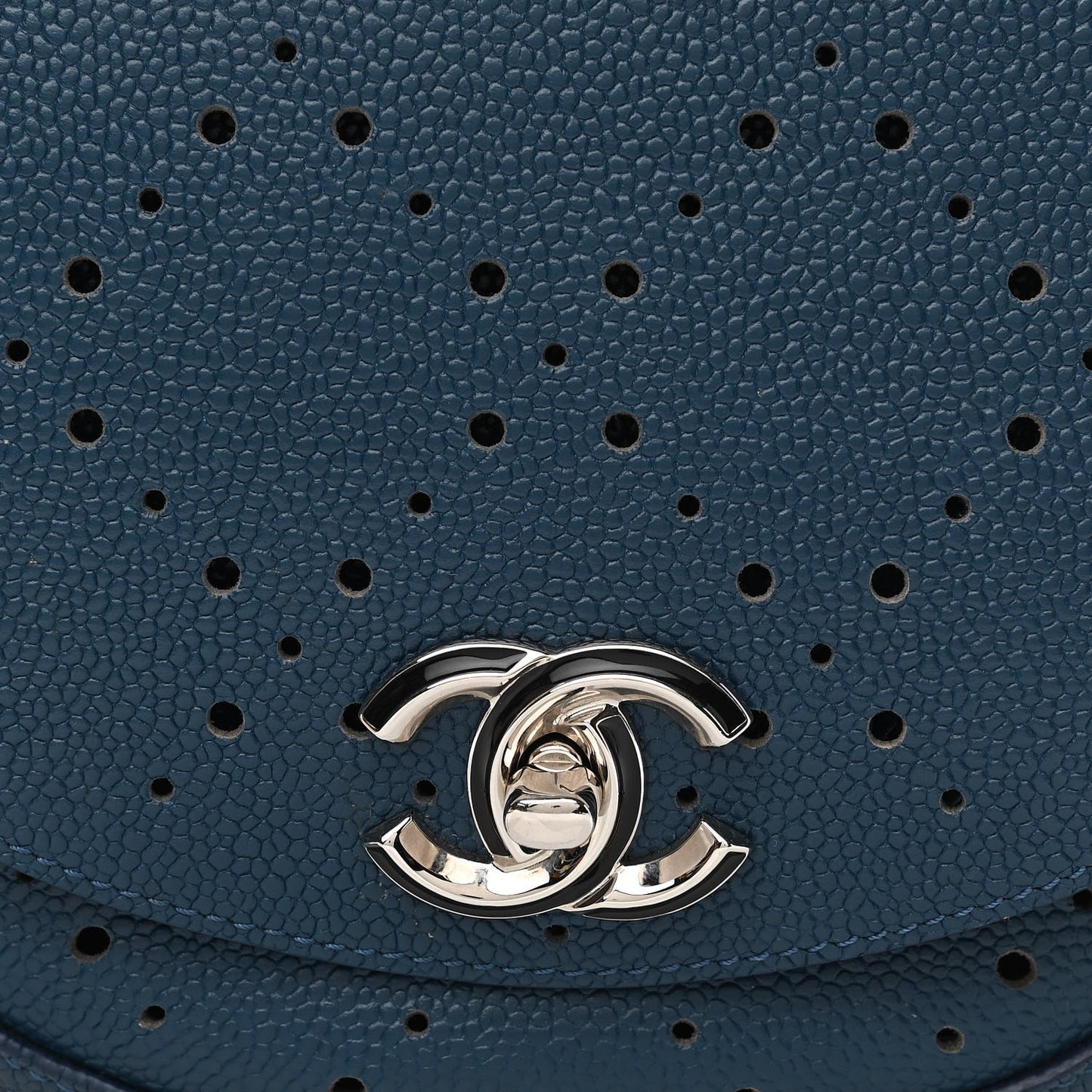 Caviar Perforated Messenger Bag Navy