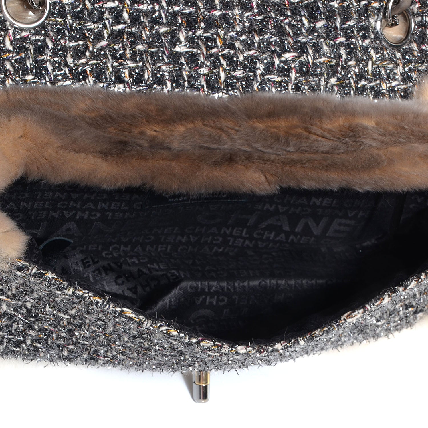 Chanel Rabbit Fur Fantasy Tweed Small Flap 6 of 9