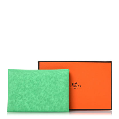 Hermes Epsom Verso Calvi Duo Card Case Vert Comics Vert Fizz 9 of 9