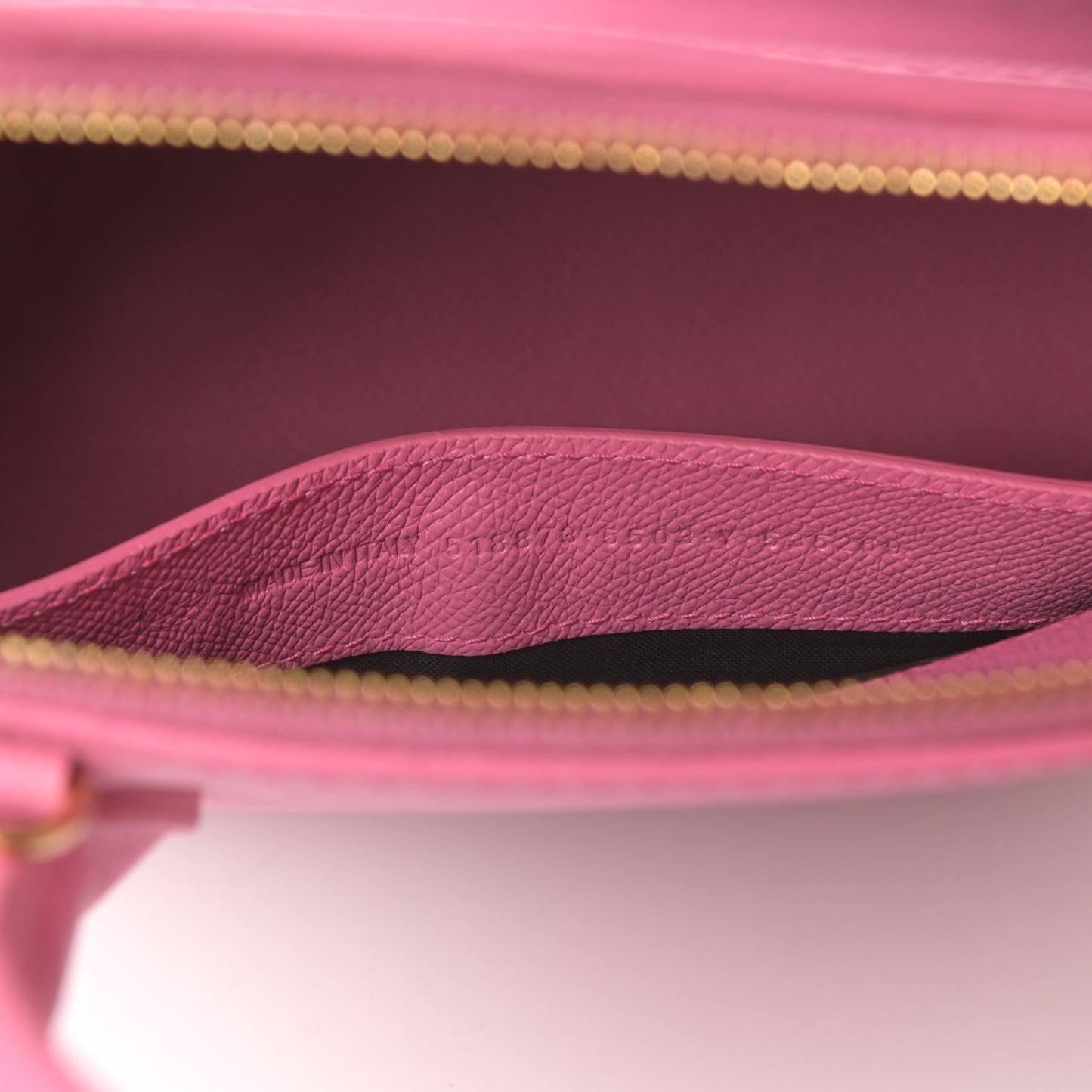 Signature Grained Calfskin Logo S Ville Top Handle Bag Rose Bubblegum Black