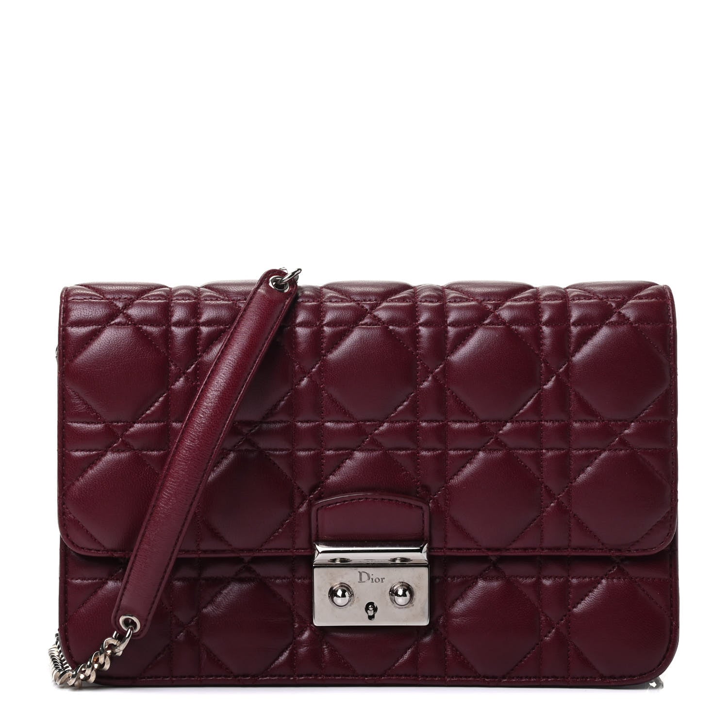 Christian Dior Lambskin Cannage Miss Dior Promenade Pouch Plum 1 of 4