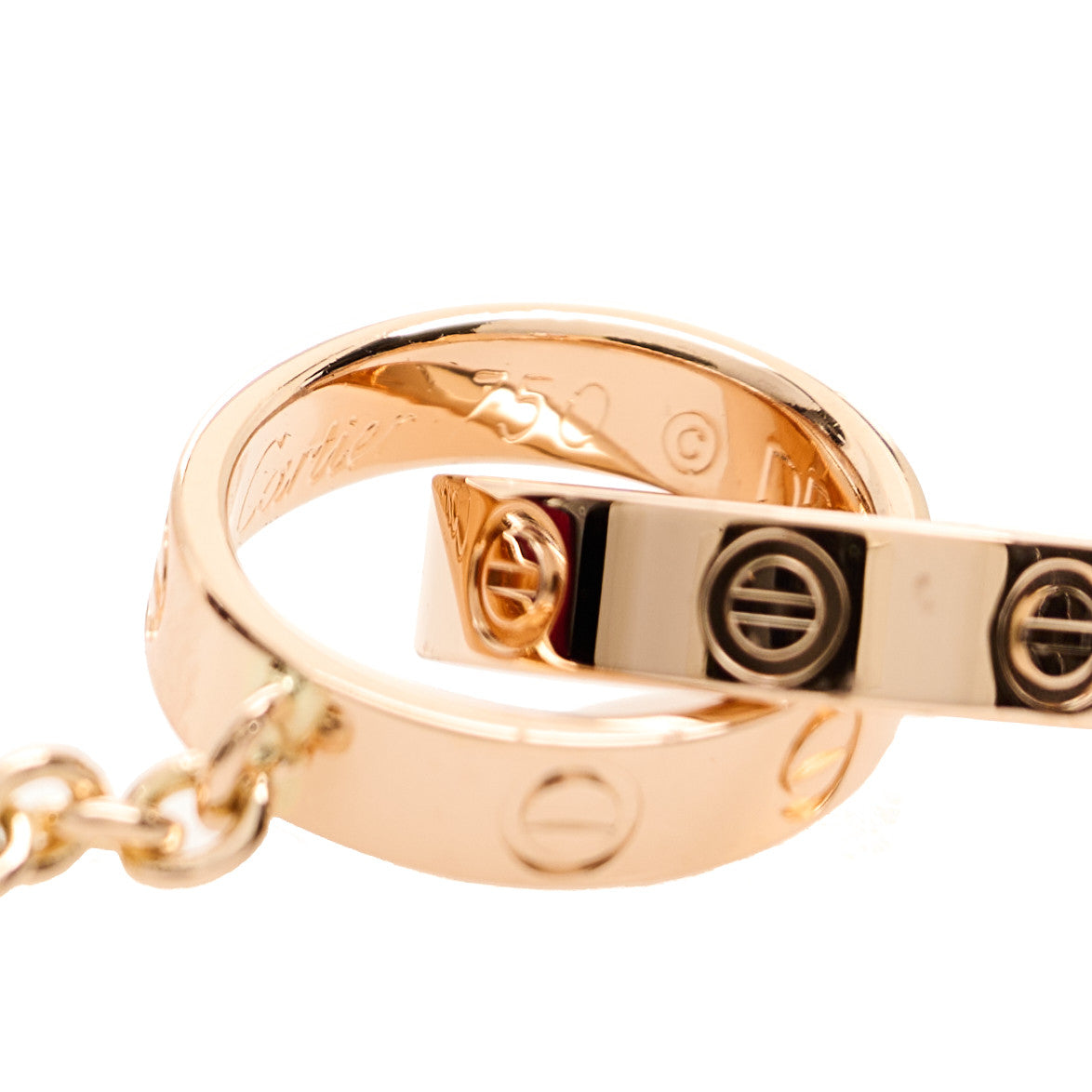 Cartier 18K Pink Gold Interlocking LOVE Necklace 5 of 9