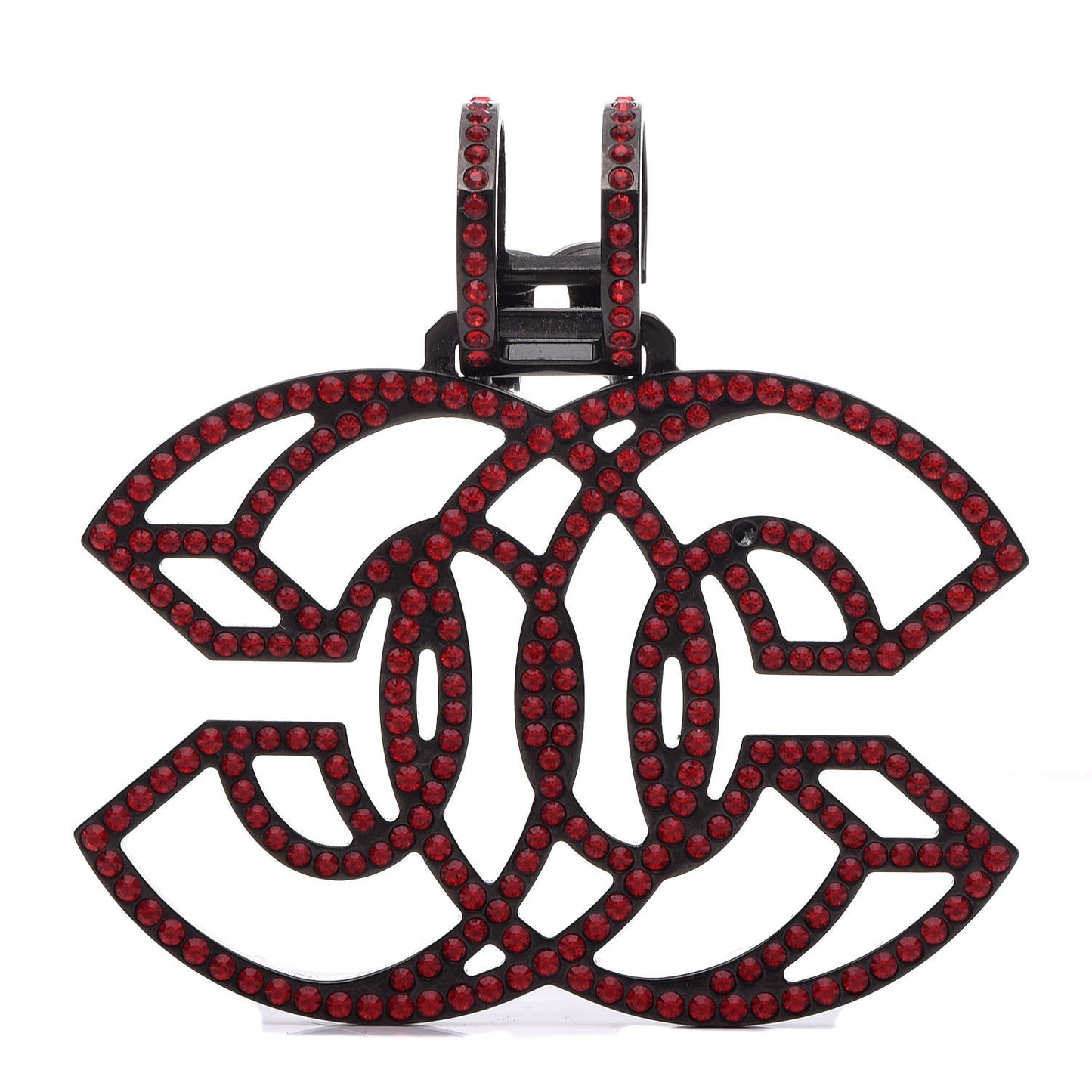 Crystal CC Single Clip On Earring Red