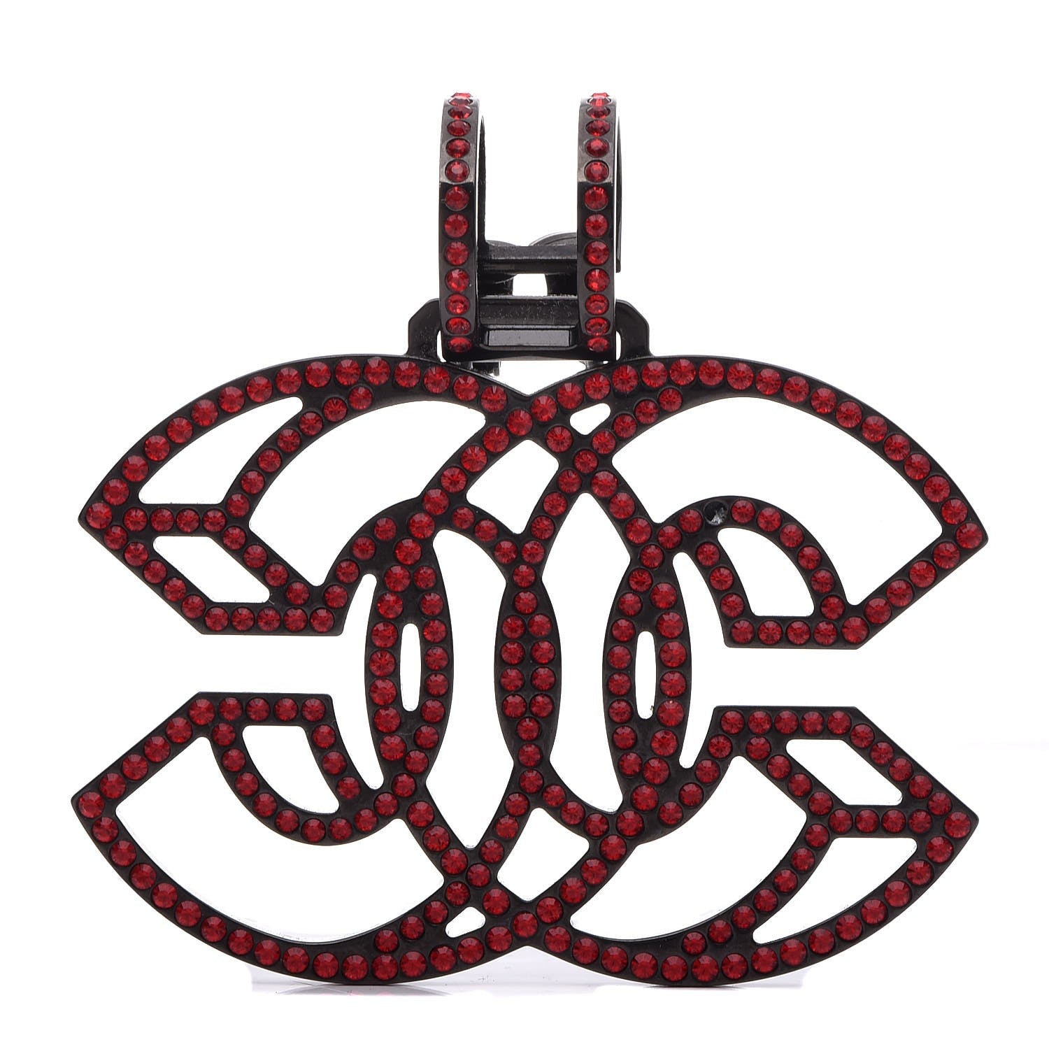 Chanel Crystal CC Single Clip On Earring Red 1 of 6