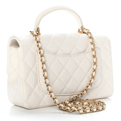 Chanel Caviar Quilted Mini Top Handle Rectangular Flap White 2 of 8