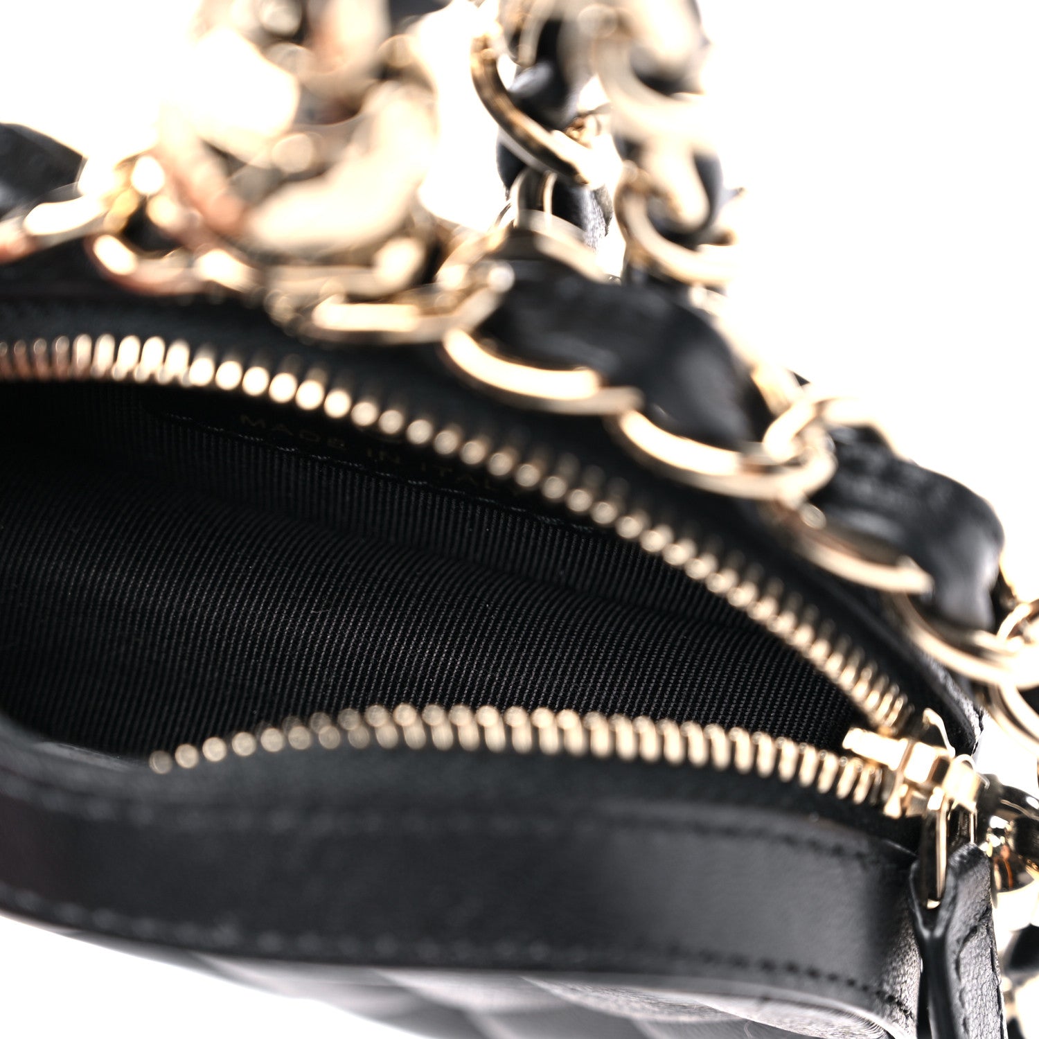 Chanel Lambskin Quilted Chain Round Clutch Black 6 of 10